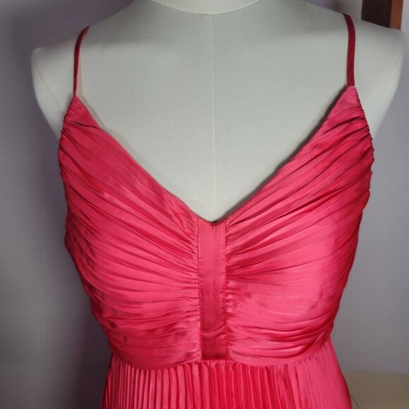 Lulus Dreaming in Color Coral V-Neck Pleated Satin Maxi Dress Size S - Picture 2 of 6